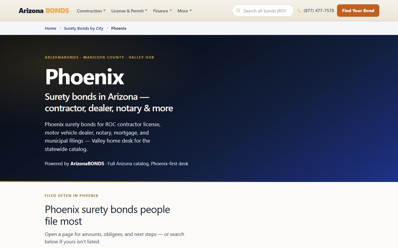 City bond hubs — ArizonaBondsDirect.com