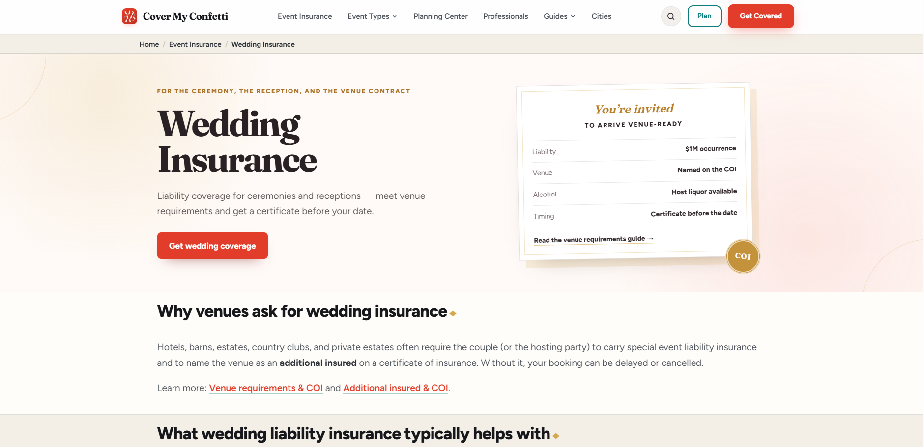 Wedding insurance — CoverMyConfetti.com