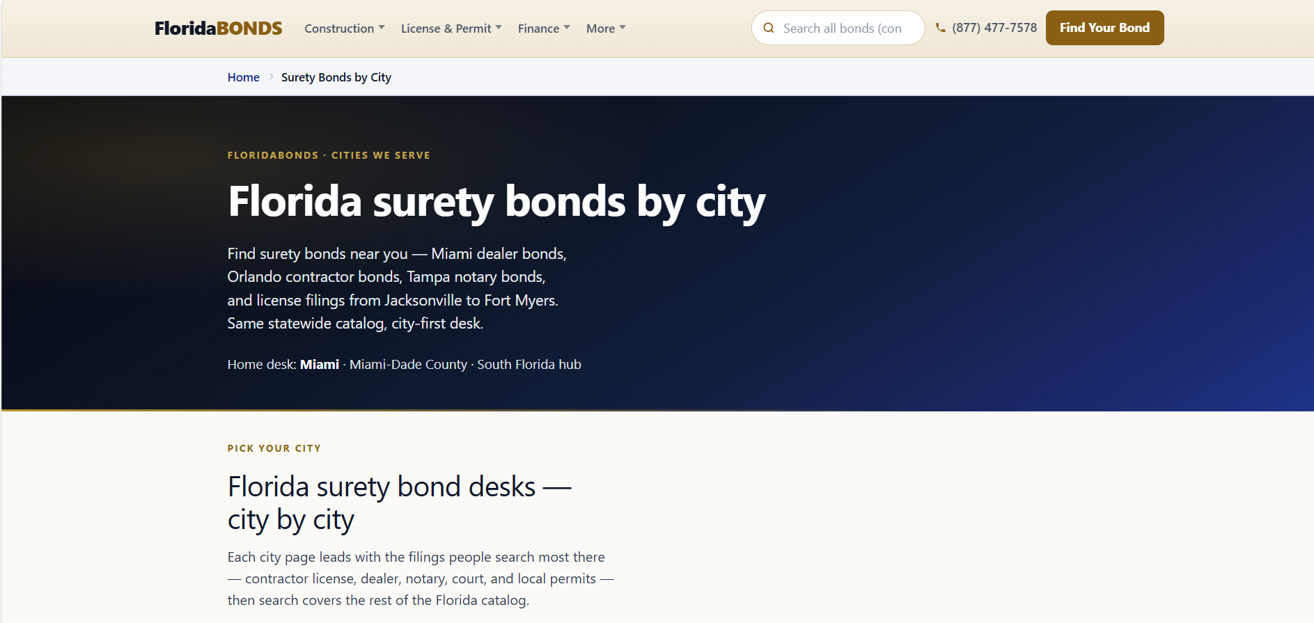 City bond hubs — FloridaBondsDirect.com
