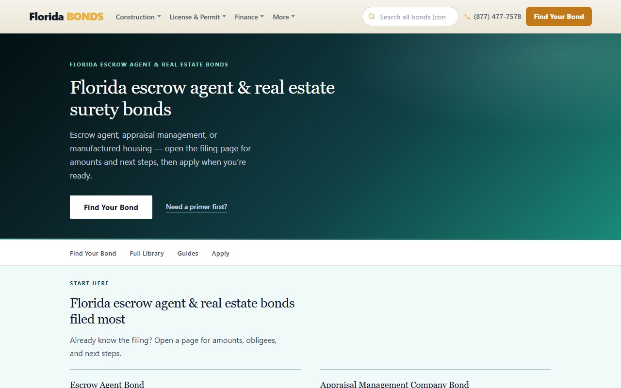 Escrow & real estate — FloridaBondsDirect.com