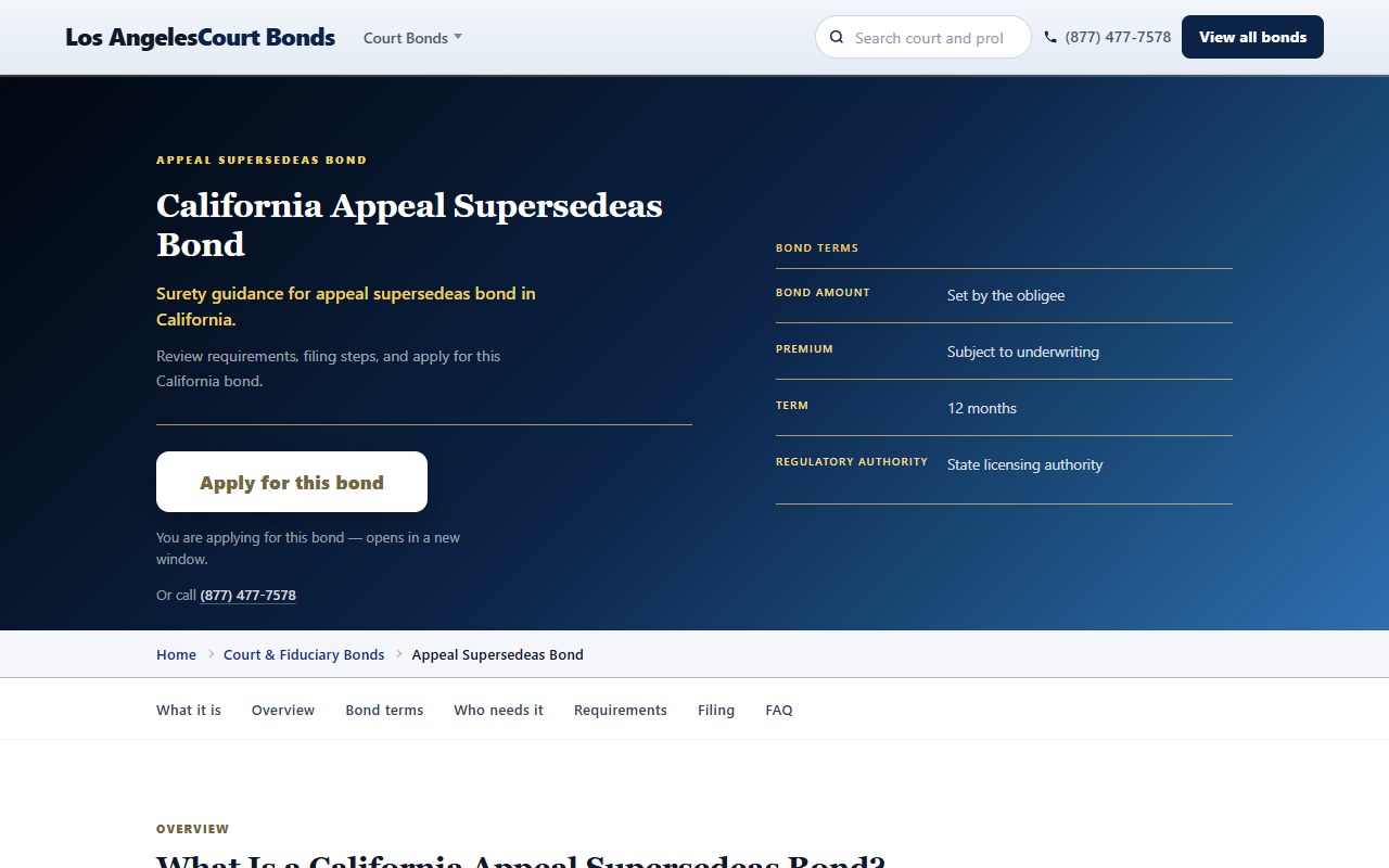 Appeal bonds — Los Angeles Court & Probate Bonds