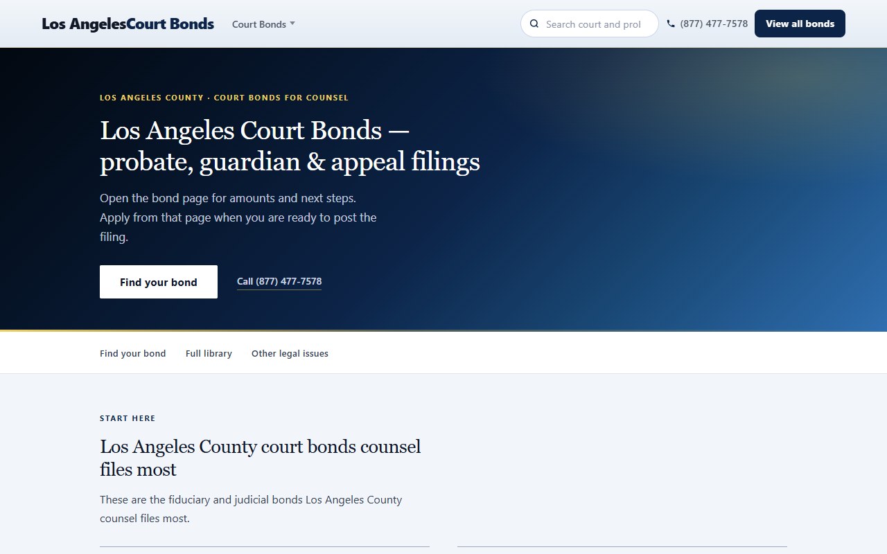 Court bonds hub — Los Angeles Court & Probate Bonds