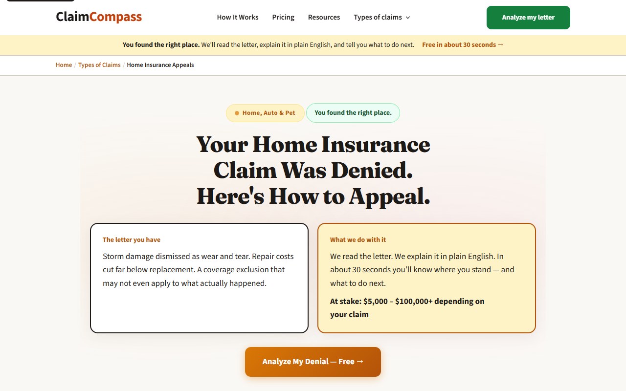 Home insurance — myclaimcompass.ai