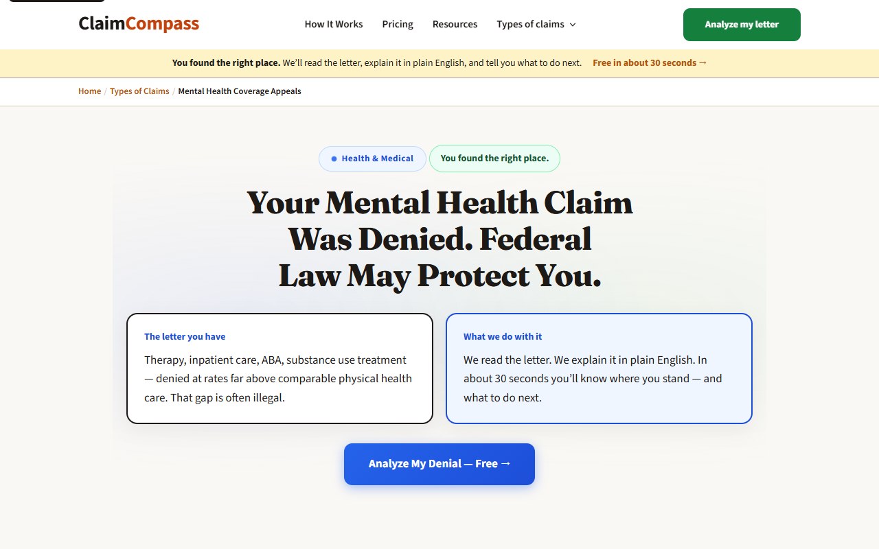 Mental health — myclaimcompass.ai