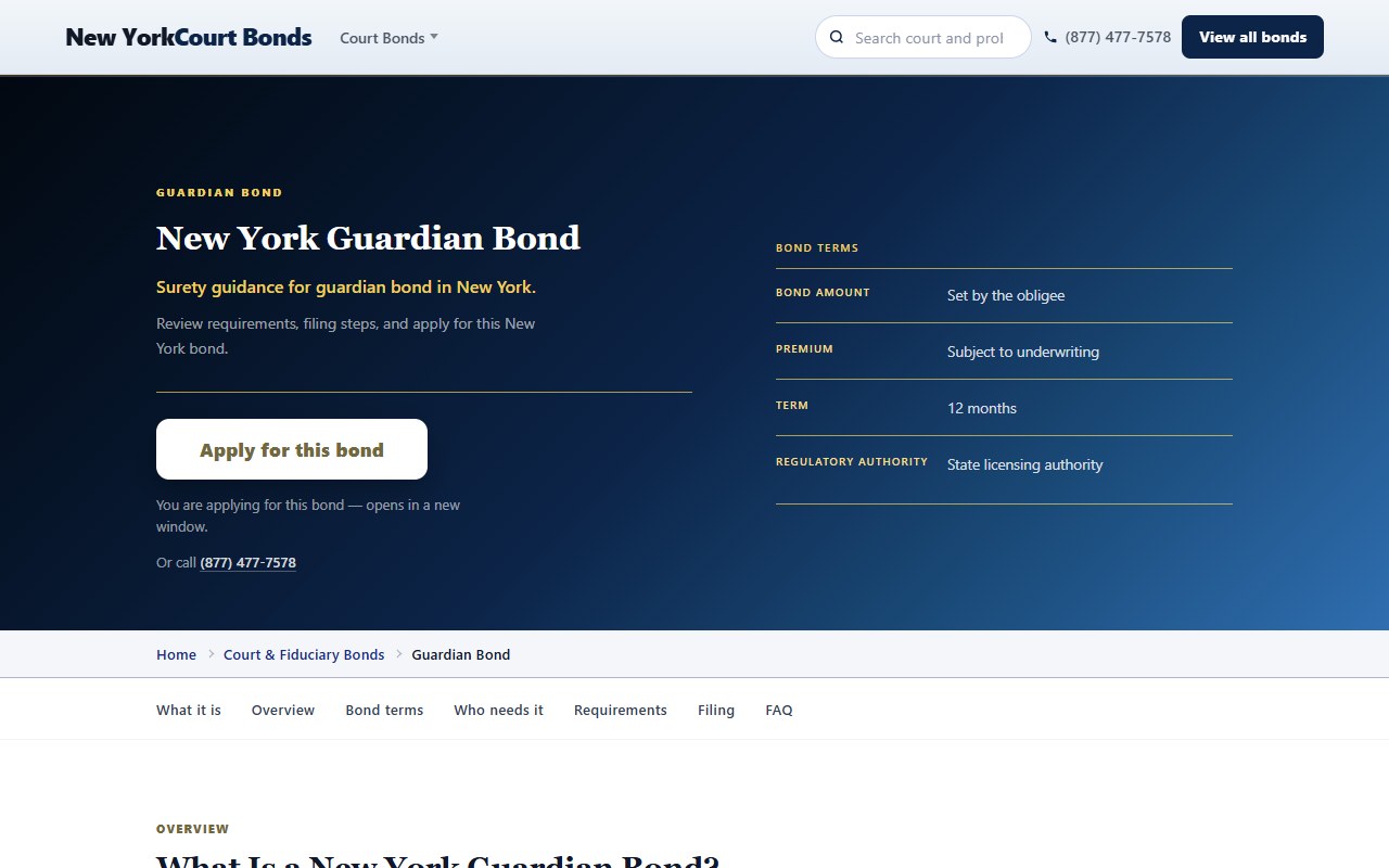 Guardian bonds — New York City Court & Probate Bonds