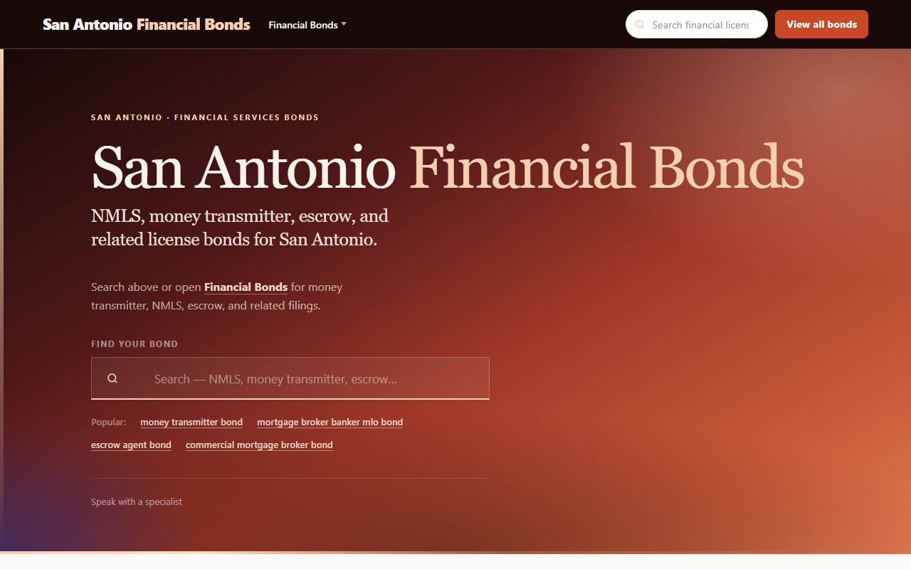 Financial bonds — Four domains · San Antonio metro