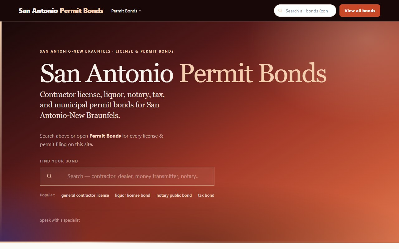 License & permit — Four domains · San Antonio metro
