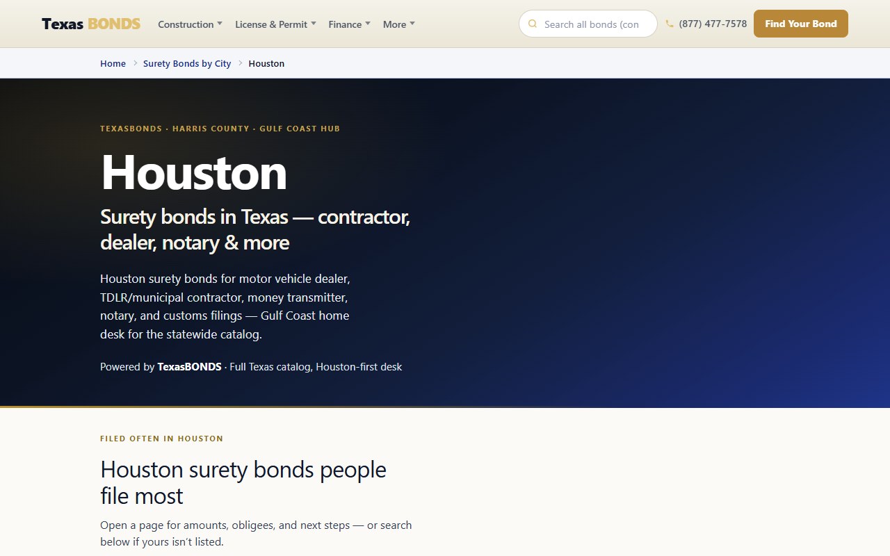 City bond hubs — TexasBondsDirect.com