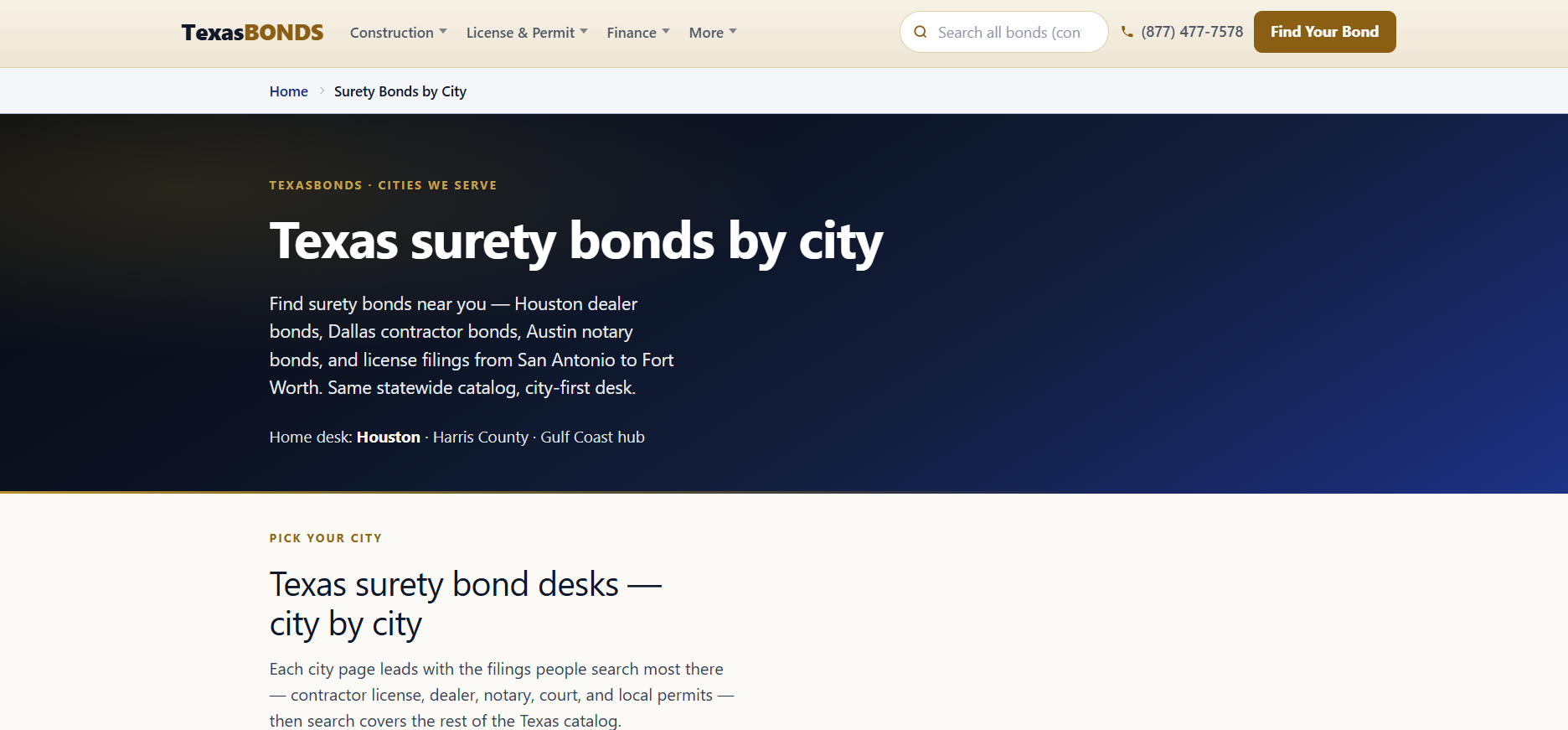 City bond hubs — TexasBondsDirect.com