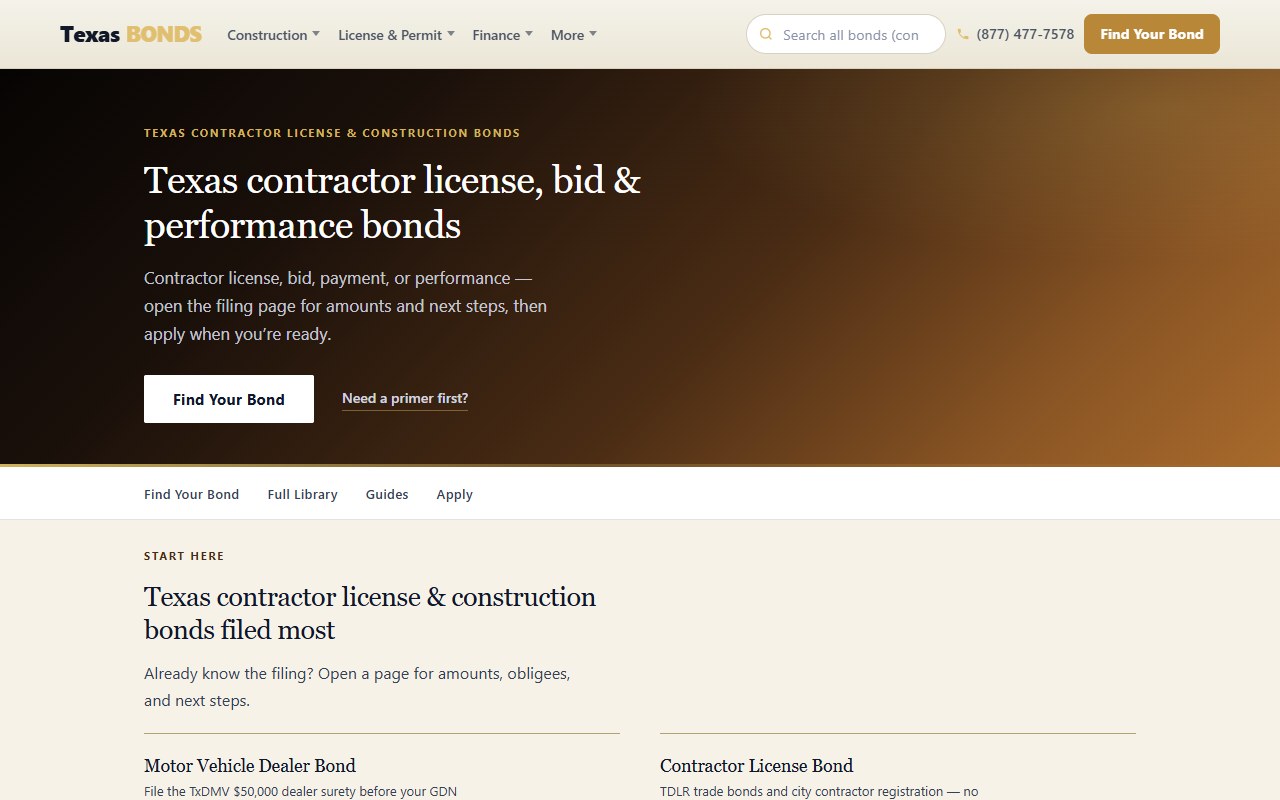 Construction bonds — TexasBondsDirect.com